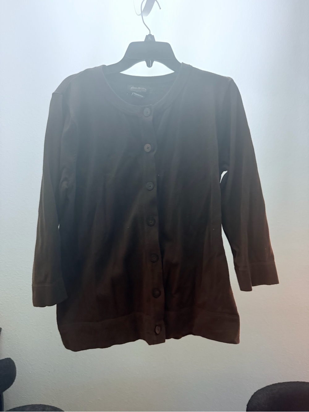 Eddie Bauer Brown Button-Front Cardigan